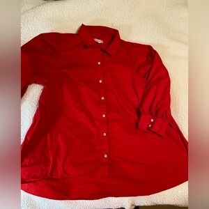 Crown & Ivy Vibrant Red Shirt 3/4 sleeve